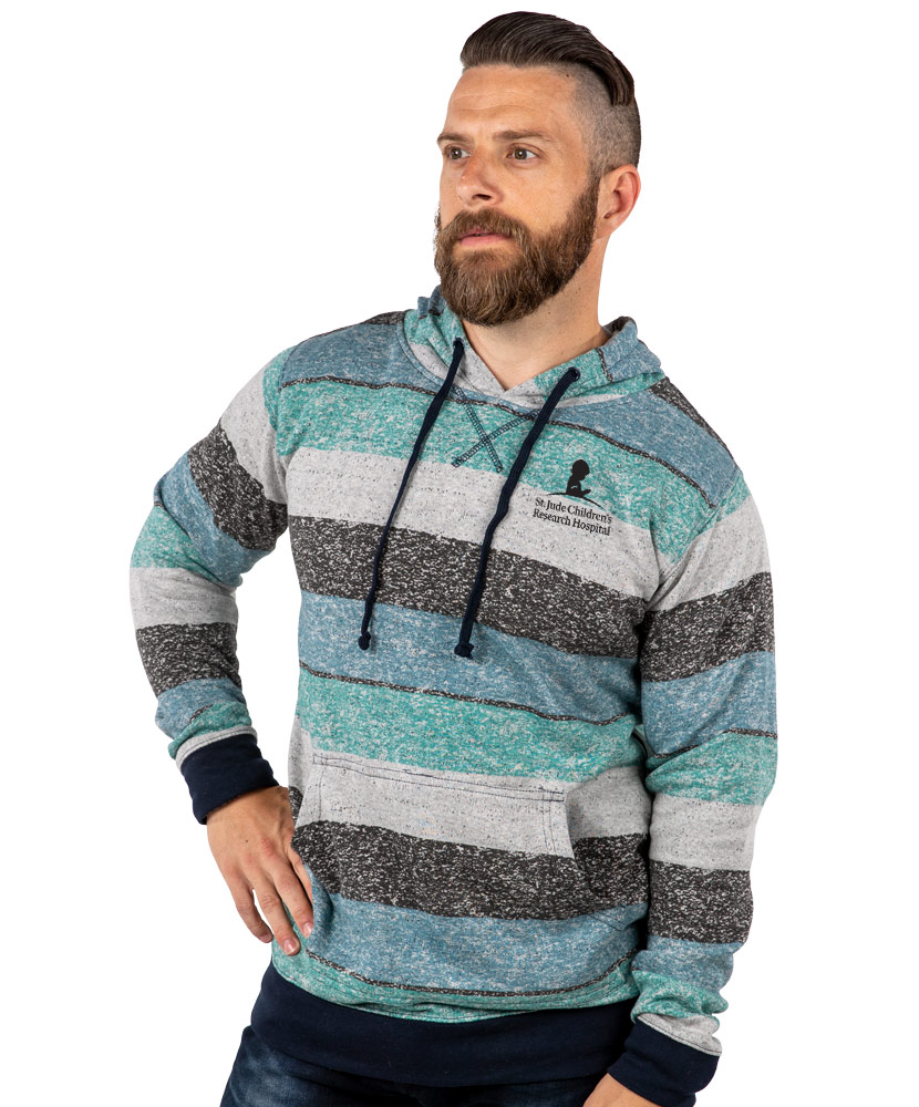 Unisex Striped Fleece Hooded Sweatshirt